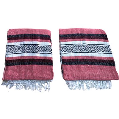 Yoga Blanket Set of Two , Outdoor Blanket , 72" X 52" , Camping Blanket , Made in Mexico , Camping , Yoga , Patio Blanket , Pink & Burgundy