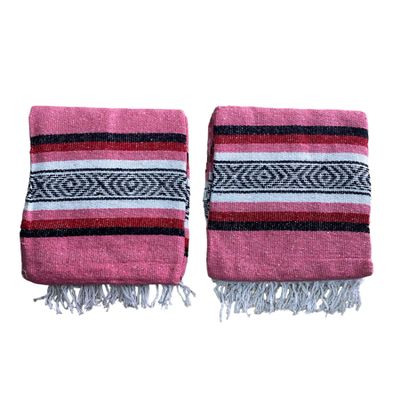 Yoga Blanket Set of Two , Outdoor Blanket , 72" X 52" , Camping Blanket , Made in Mexico , Camping , Yoga , Patio Blanket , Pink - RED