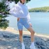 5 Biker Shorts for Women - High Waist Tummy Control Stretch Spandex Workout Yoga Running Gym Underwear, Light Blue, Plus Size view 3