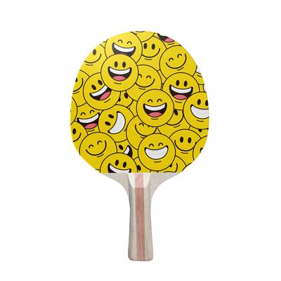 TigerTail Sports Happy Faces Colorful Design Ping Pong Paddle Premium 5 Ply Table Tennis Racket Black Back