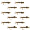 The Fly Fishing Place Tungsten Bead Head Gold Ribbed Hare's Ear Nymph Fly Fishing Flies - Set of 12 Flies Hook Size 18 - One Dozen view 1
