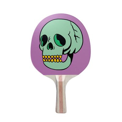 TigerTail Sports Design-Centric Green Skull Colorful Ping Pong Paddle Premium 5 Ply Table Tennis Racket