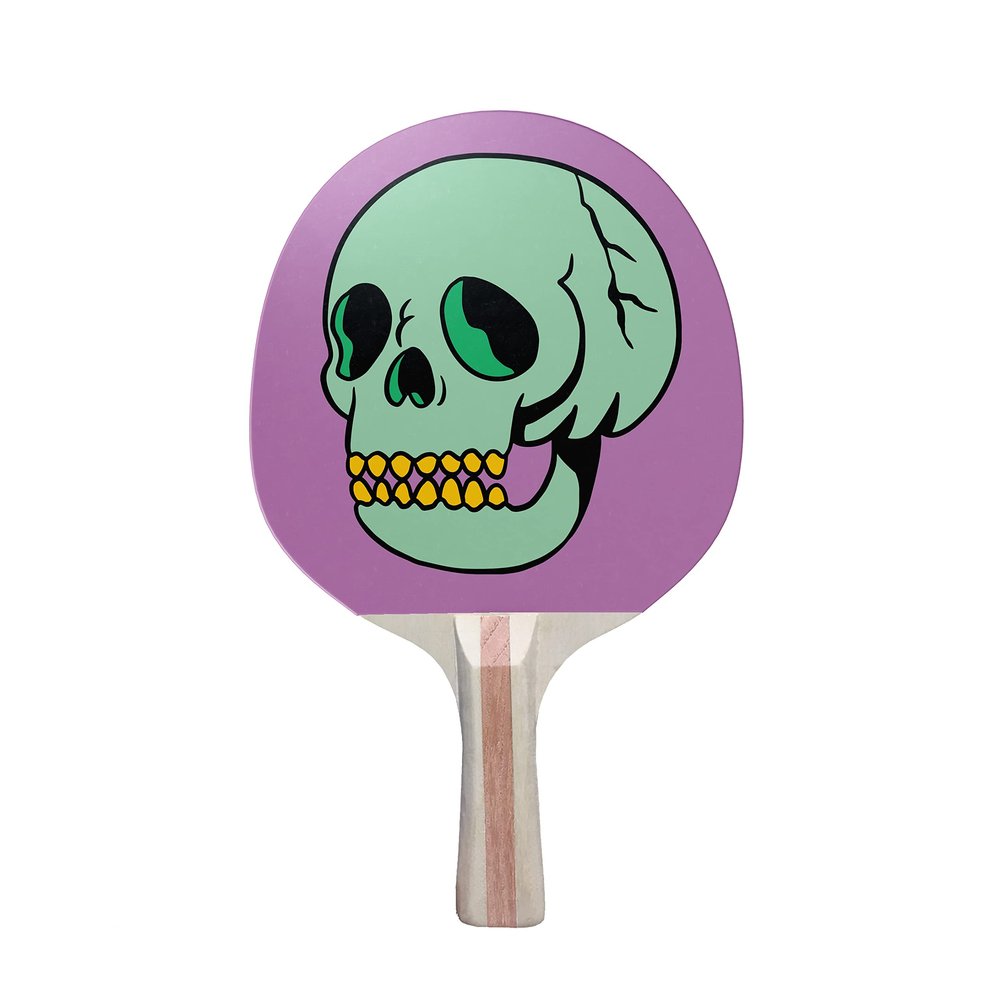 TigerTail Sports Design-Centric Green Skull Colorful Ping Pong Paddle Premium 5 Ply Table Tennis Racket