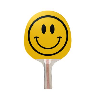 TigerTail Sports Happy Face Colorful Design Ping Pong Paddle Premium 5 Ply Black Back