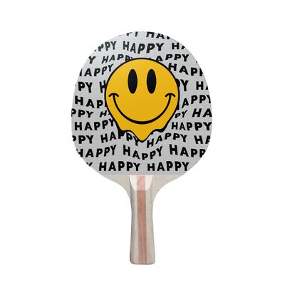 TigerTail Sports Happy Face Acid Design Ping Pong Paddle Premium 5 Ply Black and Colorful
