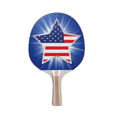 TigerTail Sports Star Flag Colorful Design Ping Pong Paddle, Premium 5 Ply Table Tennis Racket (Red on Back)
