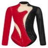 FEESHOW Women Ballet Dance Leotard Rhinestone Gymnastics Leotard Long Sleeve Turtleneck Bodysuit Tops Dancewear Costume Red Small view 3