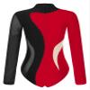 FEESHOW Women Ballet Dance Leotard Rhinestone Gymnastics Leotard Long Sleeve Turtleneck Bodysuit Tops Dancewear Costume Red Small view 4