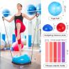Honoson Half Ball Trainer Yoga Ball with Resistant Band Foot Pump Set, Half Exercise with Fitness Elastic Belt Hedgehog Balance Pods for Core Stability Full Body Workout Gym(Blue,18 Inch) view 2