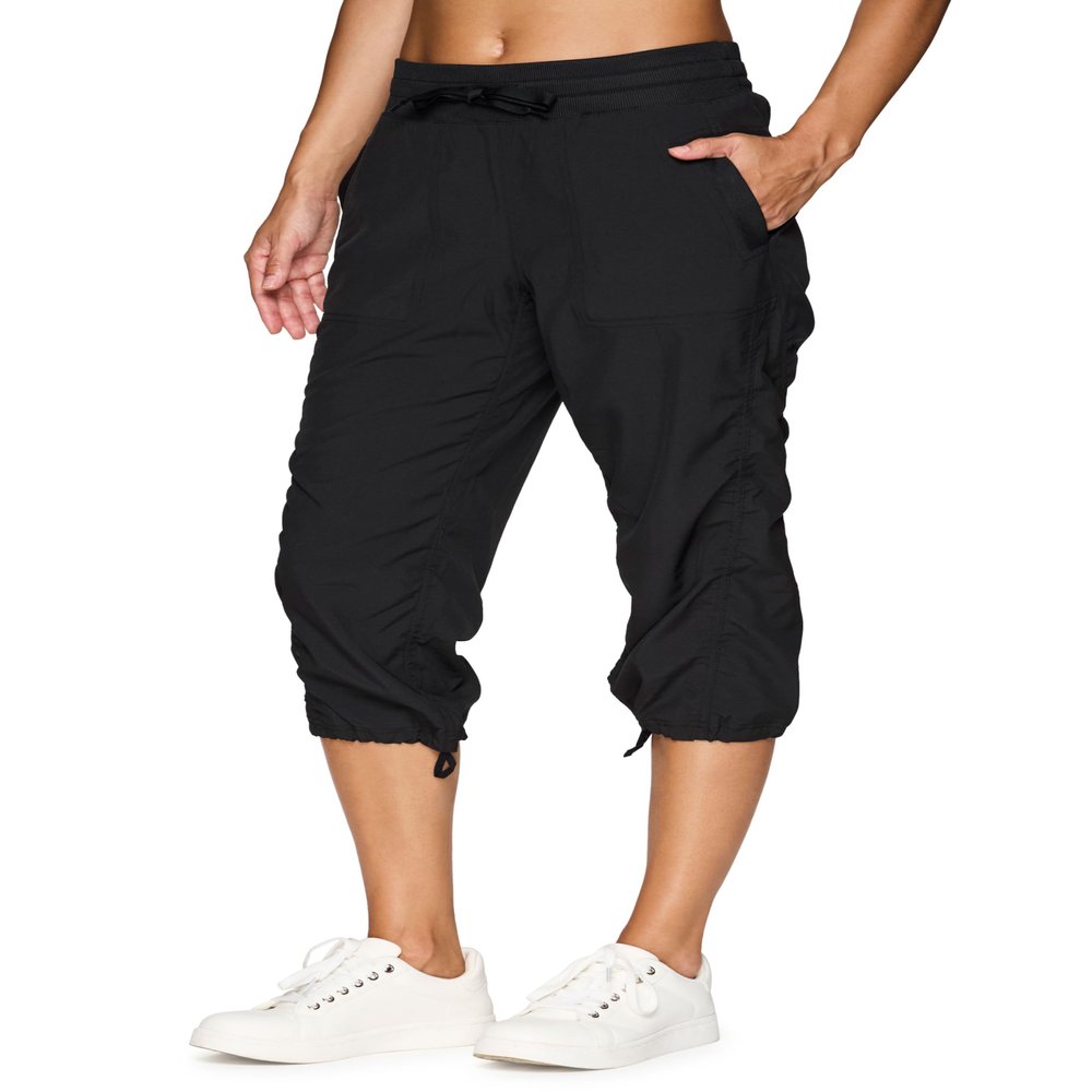 RBX Active Capri Pants for Women Joggers Stretch Lightweight Womens Casual Pant Jet Black XS