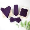 Spring Notion Men's Linen Blend Bow Tie and Pocket Square Handkerchief Hanky Set Plum view 3