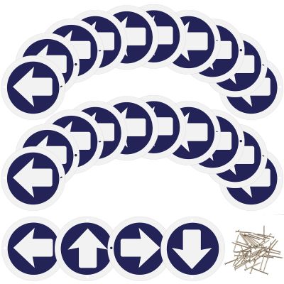 Amylove 24 Pieces Bright Reflective Trail Markers Round Bin Marker with Reflective Tacks Aluminum Signs Thumb Tacks for Hunting Hiking Camping and More (Blue)