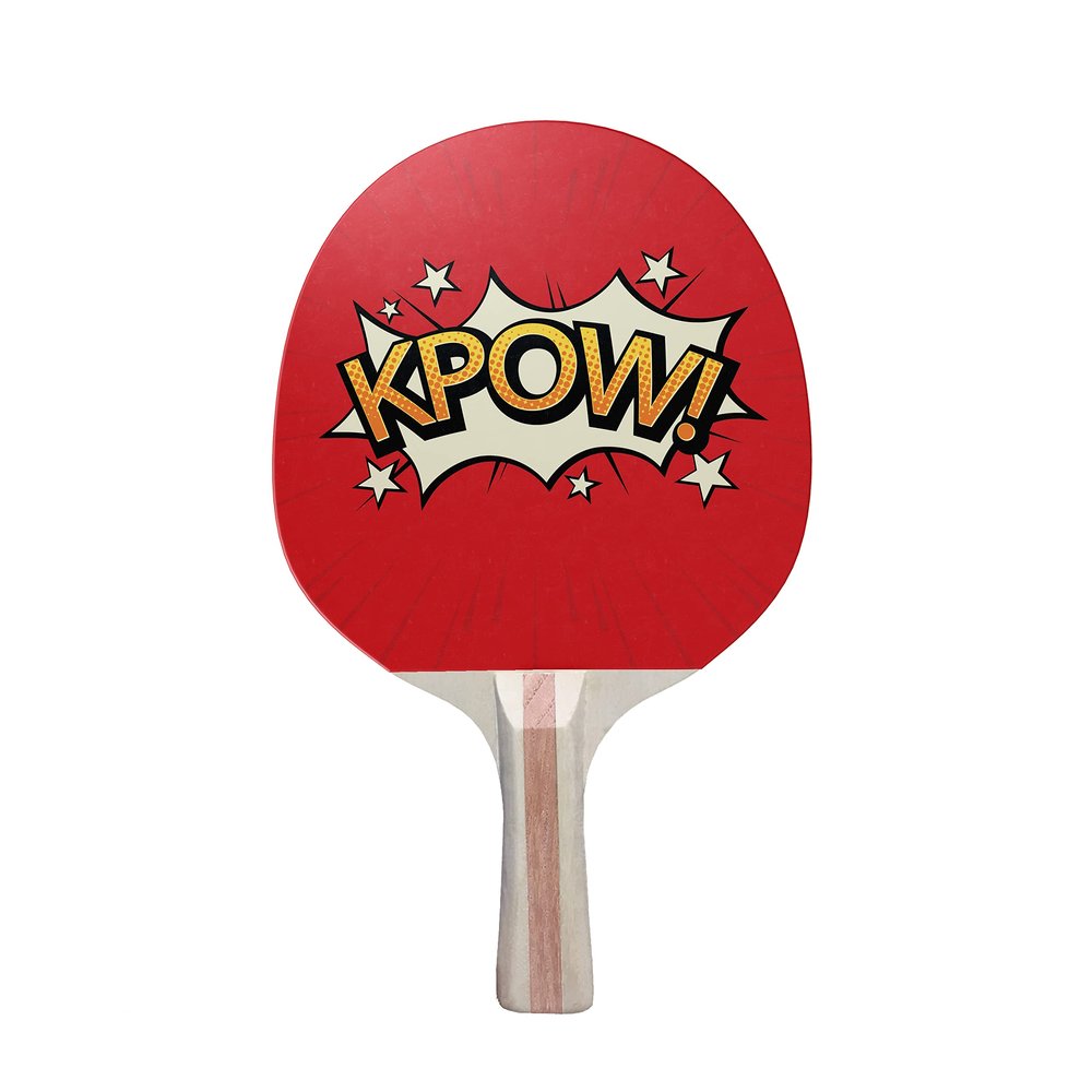 TigerTail Sports KPOW! Colorful Design Ping Pong Paddle - Premium 5 Ply Table Tennis Racket - Black Back (Design-Centric Item)