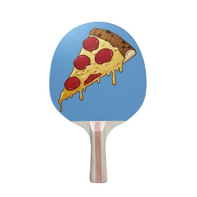 TigerTail Sports Pepperoni Pizza Design Ping Pong Paddle Premium 5 Ply Table Tennis Racket (Red on Back)
