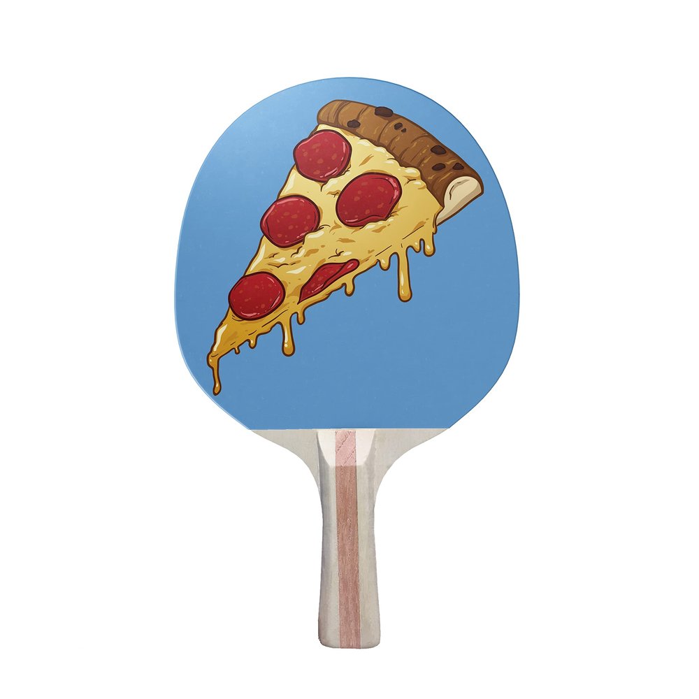 TigerTail Sports Pepperoni Pizza Design Ping Pong Paddle Premium 5 Ply Table Tennis Racket (Red on Back)