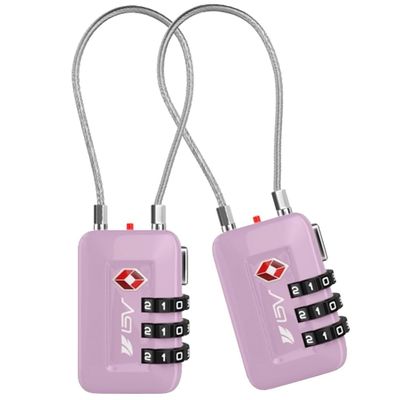 TSA Accepted Luggage Travel Lock, Set-Your-Own Combination Lock for School Gym Locker, Luggage Suitcase Baggage Locks, Filing Cabinets, Toolbox, Case (Purple, 2 Pack)