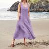 Maxi Dress for Women,2023 Spring Summer Cotton Linen Dress,Ladies Plus Size Boho Beach Flowy Long Dress,Casual Trendy Elegant Sleeveless Sundress for Holiday Resort WearD-Purple,5XL view 3