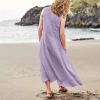 Maxi Dress for Women,2023 Spring Summer Cotton Linen Dress,Ladies Plus Size Boho Beach Flowy Long Dress,Casual Trendy Elegant Sleeveless Sundress for Holiday Resort WearD-Purple,5XL view 4
