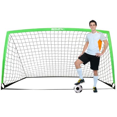 BOHEN 9x5FT Portable Soccer Goal for Kids Backyard with Carry Bag - Easy Folding Lightweight Fun for Outdoor Indoor Training Games for Teen Youth Adult (Green, 9x5FT, 1 Pack)