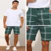 Lars Amadeus Green Plaid Shorts for Men's Flat Front Summer Chino Checked Tartan Golf Shorts 28 view 4