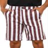 Lars Amadeus Striped Shorts for Men's Valentine's Day Color Block Summer Stripe Flat Front Chino Shorts 30 Burgundy view 1