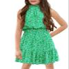 KunLunMen Floral Girls Dresses Age 5-14 Years Kids Summer Outfits Casual Halter Sleeveless Cute Short Sun Dresses view 1