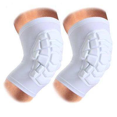 SZKANI Knee Pads Compression Leg Sleeve Knee Sleeve for All Sports Wrestling Protector Gear, Youth & Adult Sizes, 1 Pair of Knee Paded(Short Sleeve,White_XL_2 Pack)