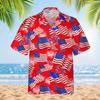 ACEPrints American Flag Hawaiian Shirt for Men, Mens Patriotic Shirts, Patriotic Shirts for Men, red White and Blue Hawaiian Shirts view 2