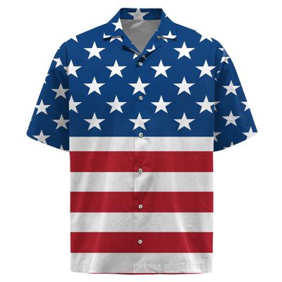 ACEPrints American Flag Hawaiian Shirt for Men, Mens Patriotic Shirts, Patriotic Shirts for Men, red White and Blue Hawaiian Shirts 1