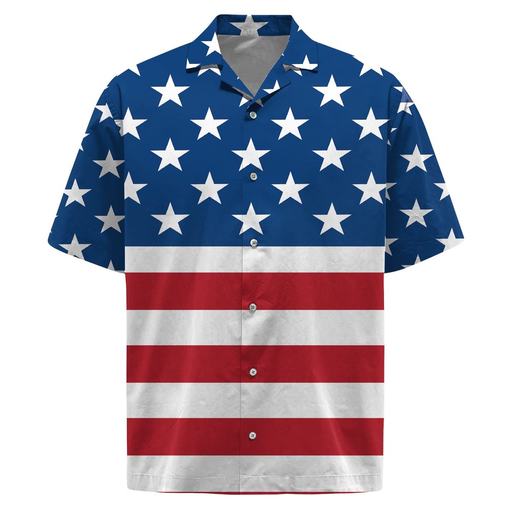 ACEPrints American Flag Hawaiian Shirt for Men, Mens Patriotic Shirts, Patriotic Shirts for Men, red White and Blue Hawaiian Shirts 1