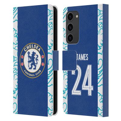 Head Case Designs Officially Licensed Chelsea Football Club Reece James 2022/23 Players Home Kit Leather Flip Case Compatible with Samsung Galaxy S23+ 5G