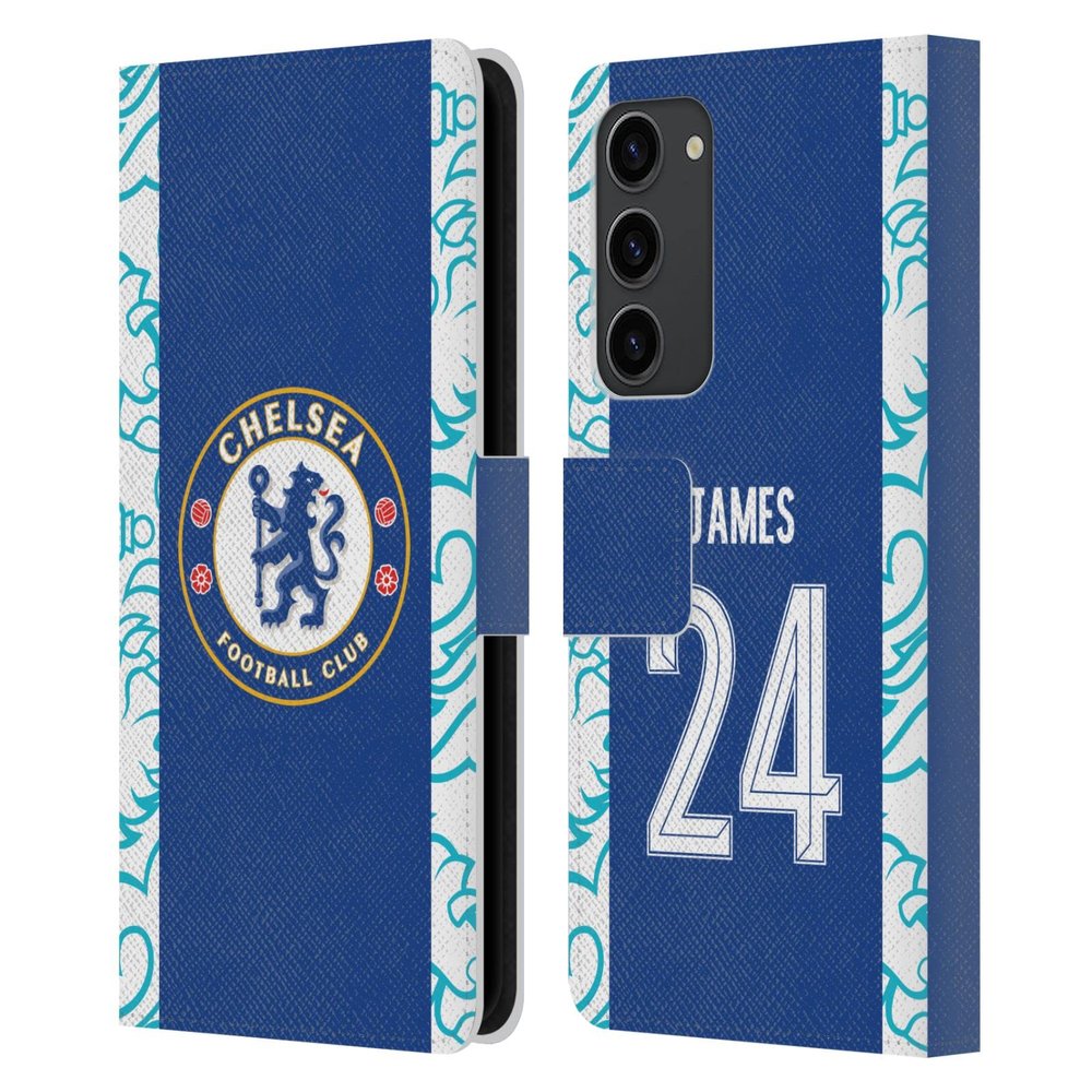 Head Case Designs Officially Licensed Chelsea Football Club Reece James 2022/23 Players Home Kit Leather Flip Case Compatible with Samsung Galaxy S23+ 5G