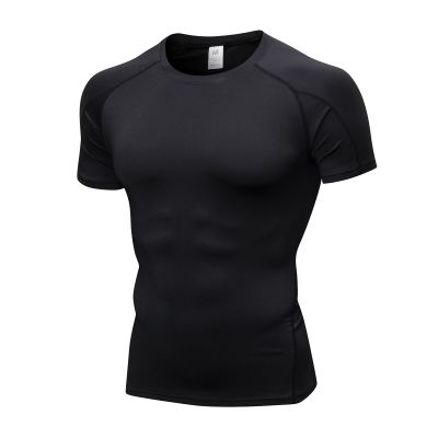 CARGFM Compression Shirt Men, Short Sleeve Football Basketball T Shirts, Cool Dry Tight Baselayer Undershirts Top for Workout Athletic Running Gym Black