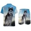 Siberian Huskies Men's Hawaiian Set Shirt and Swim Trunks Short Sleeve 2 Piece Funny Suit view 4