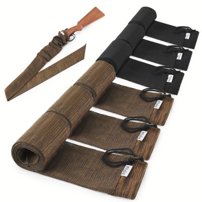 Flyfan 6 Pack 52 x 4.5in Gun Socks for Rifles and Shotguns, Brown and Black