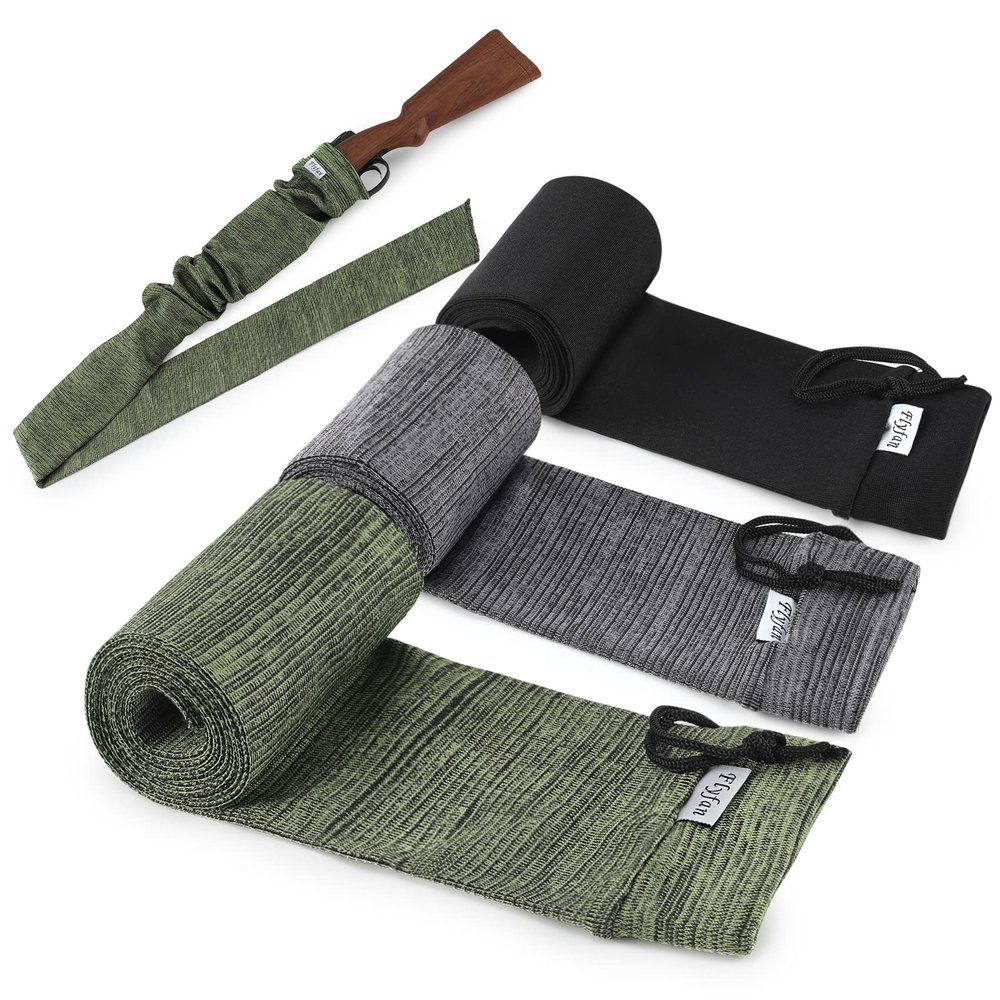 Flyfan Gun Sock Set of 3, Silicone Treated Knit 52 x 4.5 Inches Gun Socks for Rifles and Shotguns, Elastic Design Hunting and Shooting Holder Socks for Gun Storage, Perfect Dad Gifts from Daughter