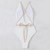 Altsuceser Womens One Piece Swimsuit Sexy Deep V Halter Neck Monokini Bathing Suits White M view 4