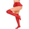 ACSUSS Womens Glossy Ruffled Skirt Low Waist Miniskirt Nightwear & Thigh High Stockings Burgundy X-Large view 3