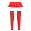 ACSUSS Womens Glossy Ruffled Skirt Low Waist Miniskirt Nightwear & Thigh High Stockings Burgundy X-Large view 4