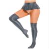 ACSUSS Womens Glossy Ruffled Skirt Low Waist Miniskirt Nightwear & Thigh High Stockings Dark Grey X-Large view 2
