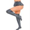 ACSUSS Womens Glossy Ruffled Skirt Low Waist Miniskirt Nightwear & Thigh High Stockings Dark Grey X-Large view 3