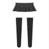 ACSUSS Womens Glossy Ruffled Skirt Low Waist Miniskirt Nightwear & Thigh High Stockings Black Large view 4