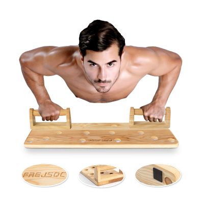 FREJSQC Solid Wood push-up Stands, portable gym accessories, strength training equipmentAsh Wood-1