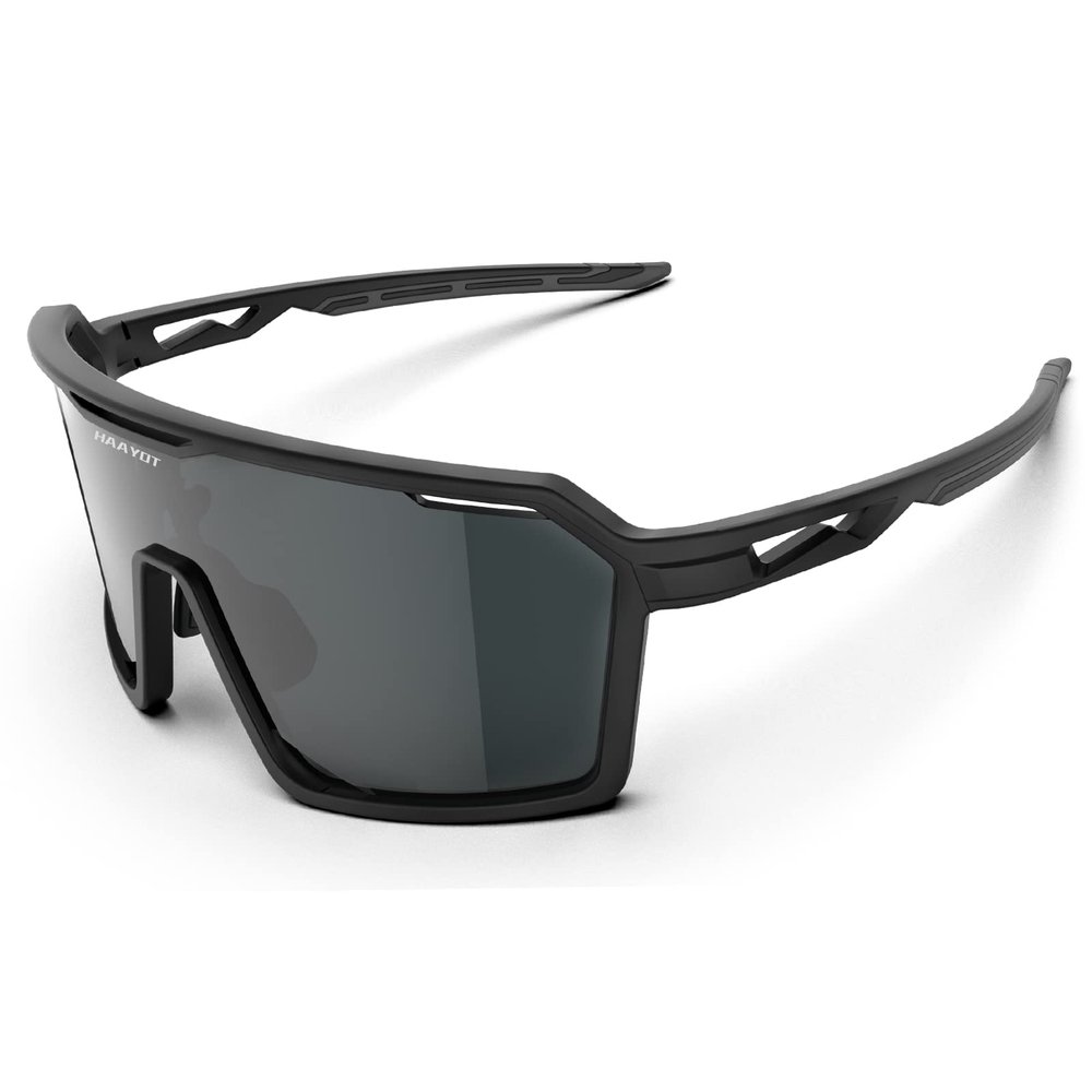 HAAYOT Sports Sunglasses for Men Women,Cycling Baseball Fishing Running Biking Glasses,UV Protection Black Silver