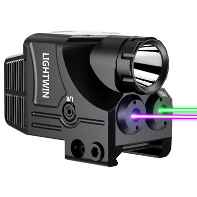 LIGHTWIN Green Purple Laser Beams with 600 Lumens Flashlight for Pistols, 3 in1 Laser Light Combo, Tactical USB Rechargeable Laser Sight, Strobe & Steady Flashlight for Picatinny Rail