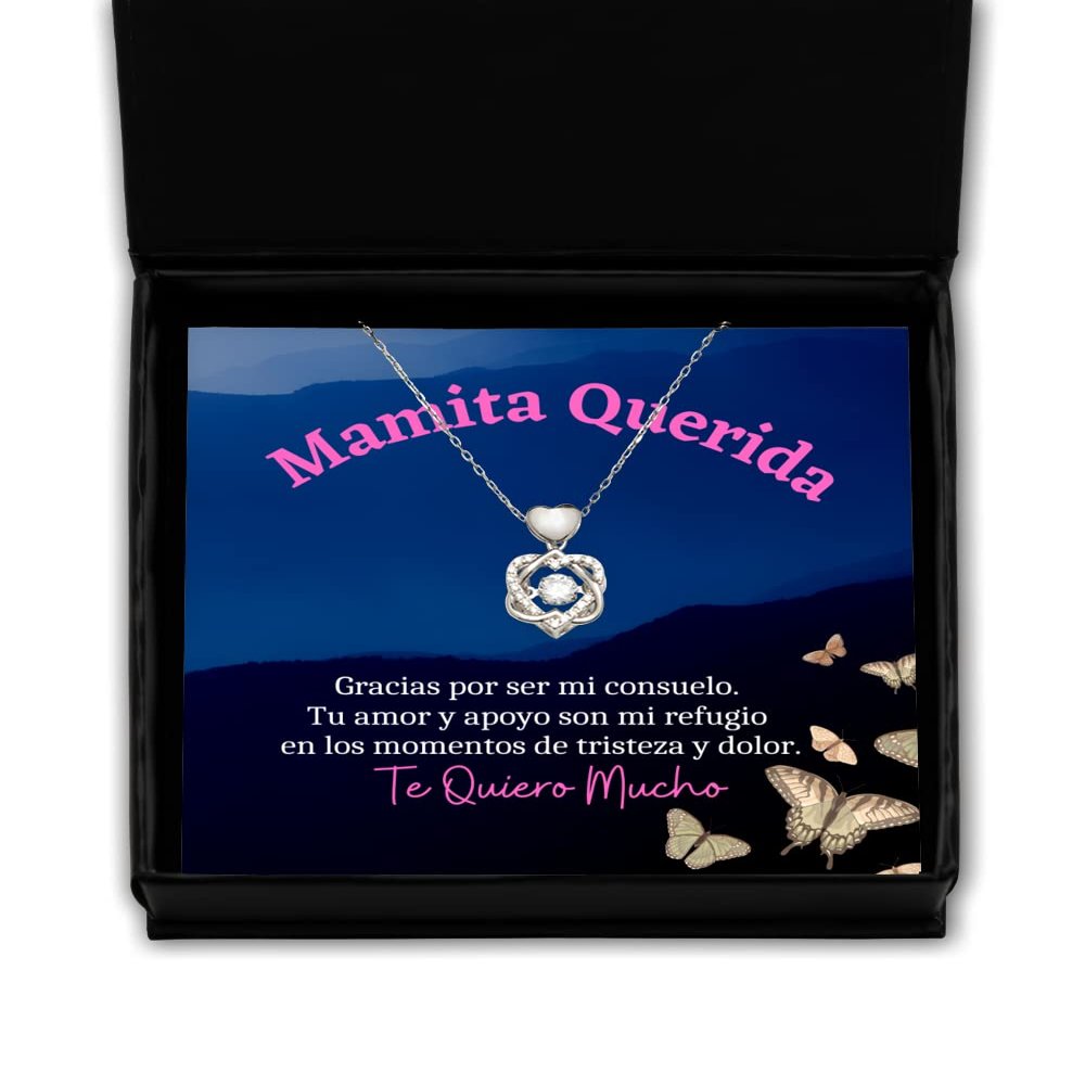 Mama Regalo de cumple, Dia de la Madre | Tu Amor y apoyo Son mi Refugio en Los momentos de tristeza y Dolor. - Pendiente, Collar Corazon de Plata