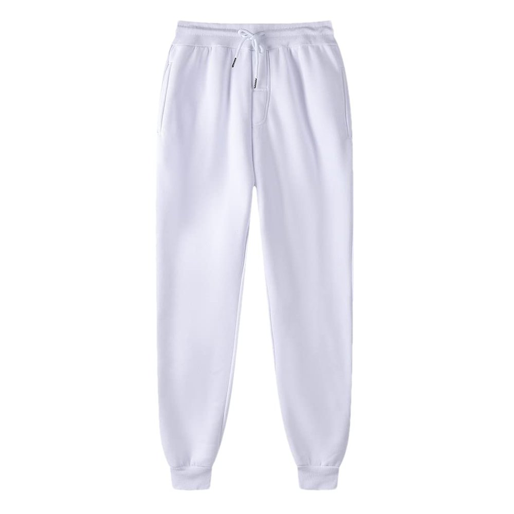 Dninmim Men Trousers Sweatpants Workout Running Sporting Clothing Men's Drawstring Full Length Pants White 4XL
