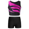 Agoky Kids Girls Gymnastics Workout Outfits Shiny Dance Clothes Sports Crop Top with Booty Shorts Active Tracksuit Rose 6 Years view 1