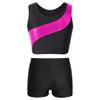 Agoky Kids Girls Gymnastics Workout Outfits Shiny Dance Clothes Sports Crop Top with Booty Shorts Active Tracksuit Rose 6 Years view 2