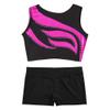 Agoky Kids Girls Gymnastics Workout Outfits Shiny Dance Clothes Sports Crop Top with Booty Shorts Active Tracksuit Rose 6 Years view 3